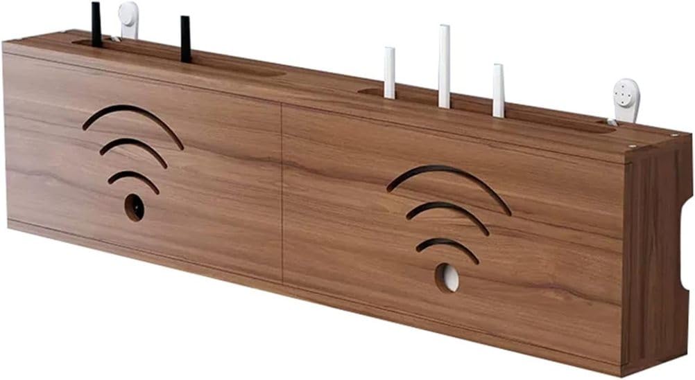 Armoire de rangement pour routeur WiFi, support mural nizer avec gestion des câbles et trous ioniques – Idéal pour la maison et le bureau et solution efficace pour économiser de l'espace