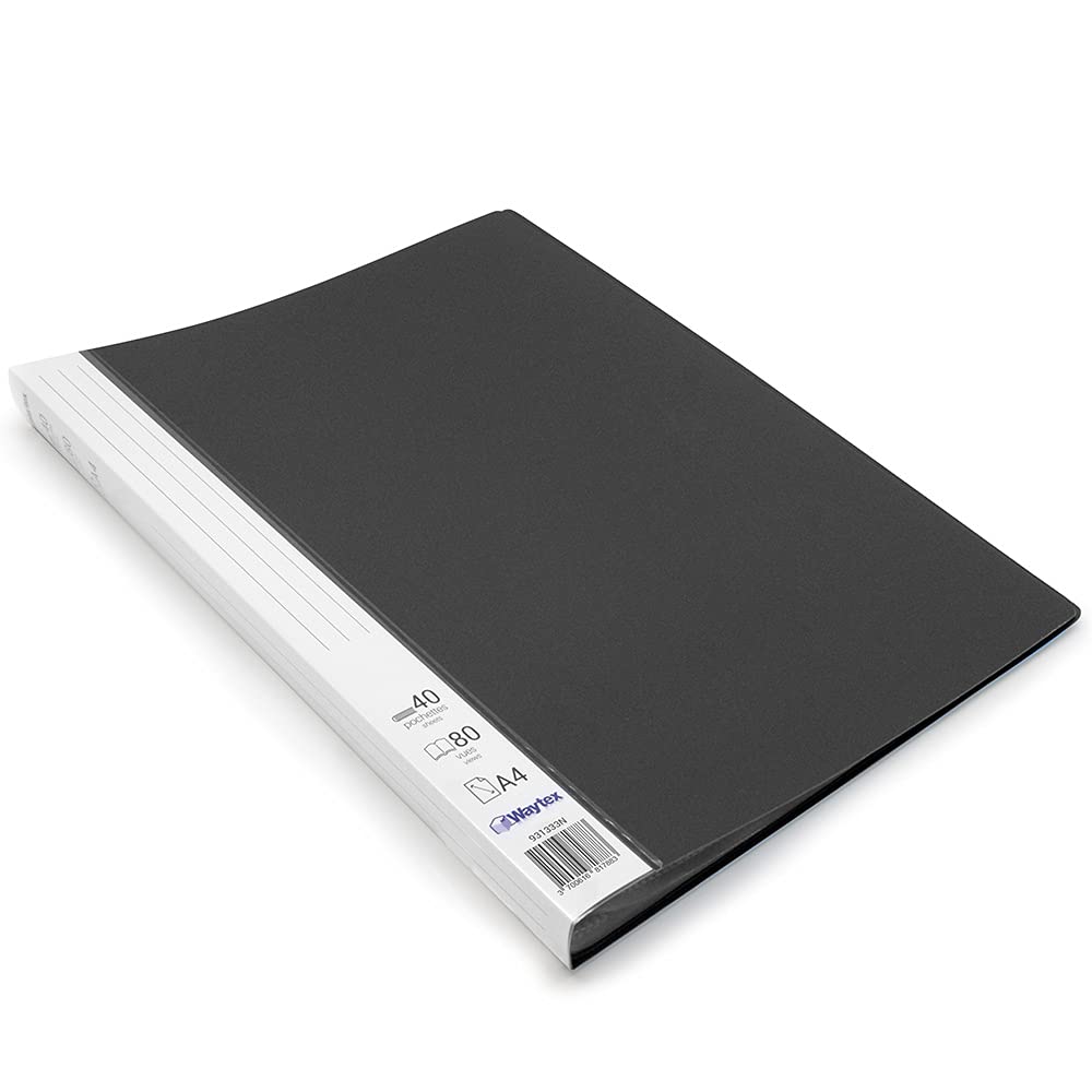 Waytex A4 80 Pockets Polypropylene Opaque Identifier Document Folder Black Ref 931333N