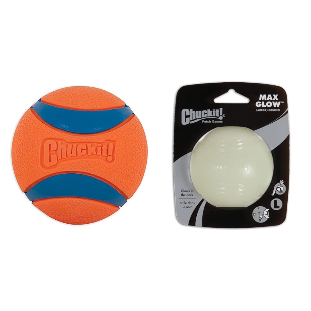 Chuckit Ultra Ball Dog Toy Large 3 Inch Max Glow Ball Dog Toy Large 3 Inch