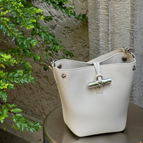 Women's Leather Bucket Bag, Designer Bags Dupe Fashionable and Versatile Handbag with Buckle, Teacher, Mom, Nurse3