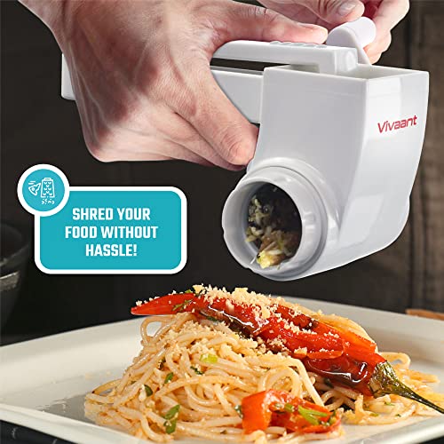 Vivaant Professional-Grade Rotary Grater - 2 Stainless Steel Drums - Grate Or Shred Hard Cheeses, Chocolate, Nuts, And More - Award-Winning Design And Heavy-Duty Build Quality Lasts A Lifetime! #TOP6