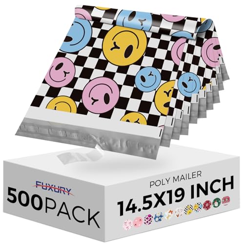Fuxury Poly Mailers 14.5x19" 500Pcs,Shipping Bag for Clothes,Checkerboard