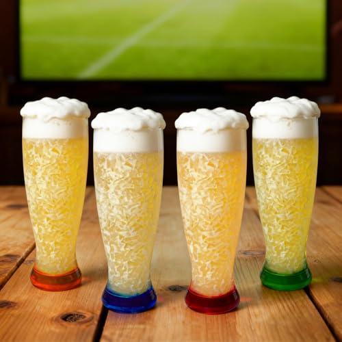 Image of Lily's Home Freezer Beer Mugs, Set of 4-16 oz Double Wall Insulated with Liquid Gel, Frosty Chiller Cups, Break-Resistant Acrylic Freezable Glasses for Home Bar, Pool Parties, BBQ & Outdoor Gifts