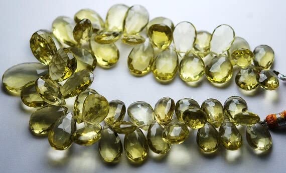 Quartz miel facetté : 10 briolettes poire 14mm pour vos créations de bijoux