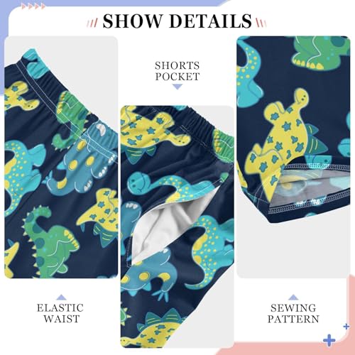 ZZXXB Dinosaur with Polka Dot Boys Long Pants Soft Trousers Elastic Waist Kids Lounge Bottoms with Pockets S-XL4