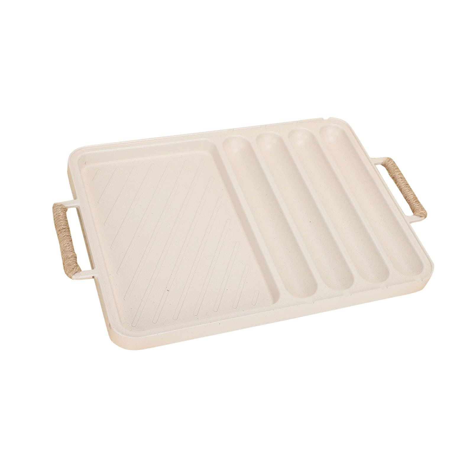 Whoasyst Sided Metal Cooking Pan for Outdoor Camping and Backyard Barbecue Featuring Smooth Coating Multi Purpose BBQ Pan