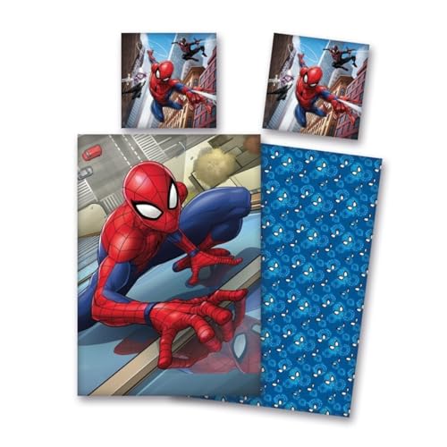 Wild South Shop Disney Marvel Spiderman Bettwäsche 80x80 + 135x200cm 100% Baumwolle mit Reißverschluss