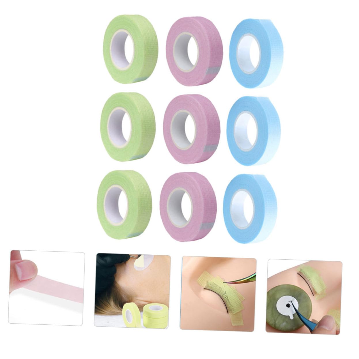 Mipcase 24rolls False Lashes Grafting Adhesive Tapes Elastic Eyelash Grafting Tape Skin-Friendly Extension Accessory