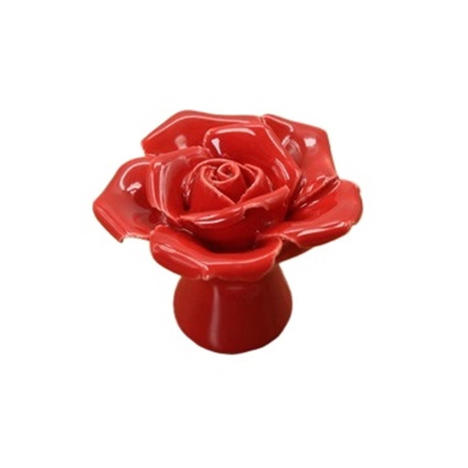 Zyayng Red 6Pcs Ceramic Flower Rose Drawer Knobs Handles 41Mm Diameter 34Mm Height Fashion Furniture Handles Hardware For Door(Red)