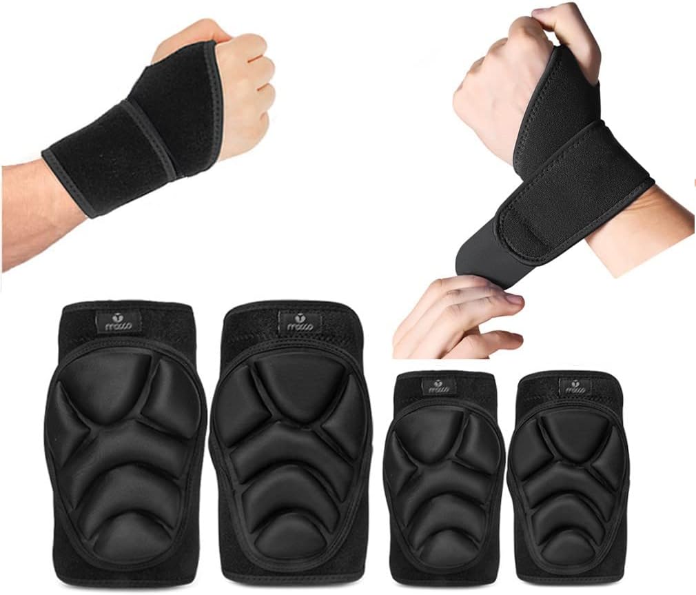 Knee and Elbow Pads Protective Gear Set for Cycling Running Volleyball Crashproof Antislip for Women Men Adults