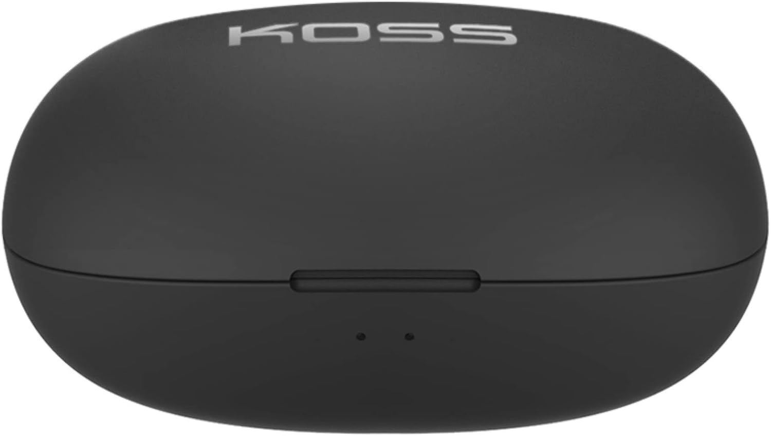 Closed Koss TWS250i charging case, showing the USB-C charging port.