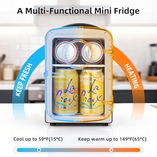 Image of Antarctic Star Compact Mini Fridge, 4L Capacity /6 Cans Portable Cooler and Warmer Compact Refrigerator, for Bedroom,Car,Office and Dorm, Small Cooler and Warmer for Cosmetics, Beverage and Food, Black