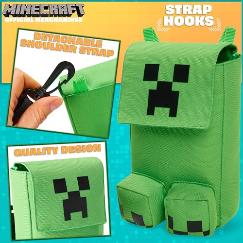 Minecraft Creeper Umhängetasche Kinder & Teens Handy Crossbody Bag, Verstellbarer Gurt, Gamer Geschenke für Jungs (Grün Creeper 2)
