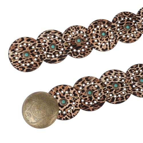 Hollow Disc Belt Western Style Exaggerated Cowboy Wide Disc Belt Metal Buckle3