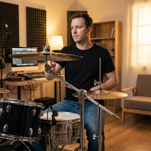 HYBIZEJZ Cymbal Stand, Drum Hardware, Adjustable, Heavy Duty, Non-Slip, Sturdy Straight & Boom Combo, Double Braced Legs, , Hi-Hat Cymbals,Ideal for beginners, novices, and amateur drummers
