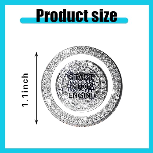Flygun 2 PCS Car One-Button Start Button Cover, 1.1In Metal Round Vehicle Engine Start Stop Push Button Cover, Universal Waterproof Automotive Decorative Ring for Car SUV Truck (White)