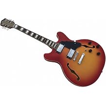 Semi-Hollow Body Electric Guitar Maple Top & Back Rosewood Fretboard Dual Humbuckers Sunburst