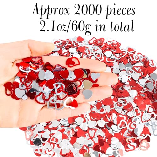 Image of FOIMAS Heart Table Confetti,2.1oz Valentine's Day Metallic Foil Heart Confetti Sequin for Valentine's Day Wedding Bridal Shower Birthday Party Decoration Supply