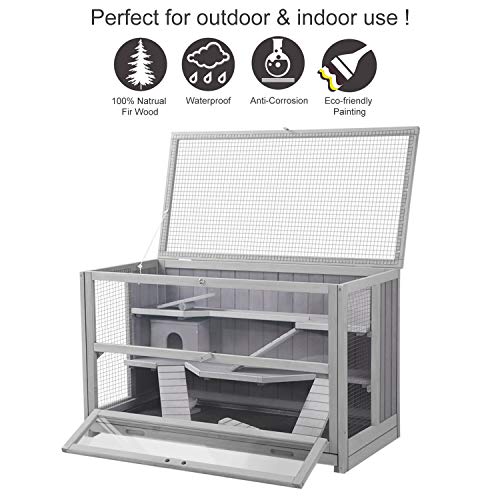 Aivituvin Hamster Cage Wooden Hamster House Rat Cage With Chewing Toy, Hideout, Seesaws, Food Bowl, 3 Tier Small Animal Habitat-Leakproof Plastic Tray #TOP4