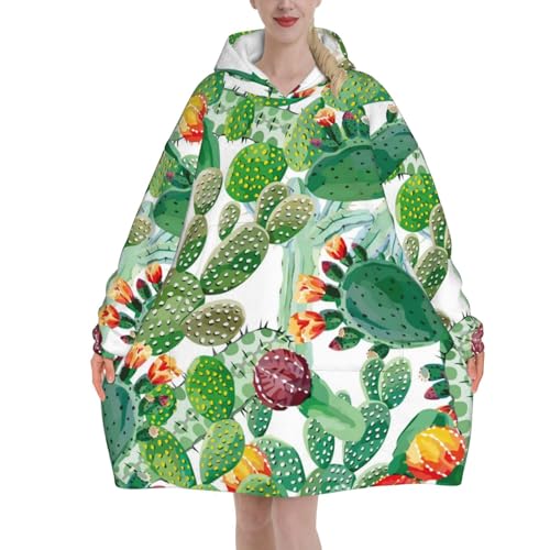 Couverture à capuche motif cactus pour vos soirées cocooning canapé