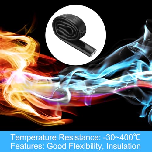 Image of MECCANIXITY 1 /2 inch ID 1.6ft Heat Shielded Fire Sleeve Silicone Coated Fiberglass Tape, for Automotive Hose Lines Wires Electrical Wiring, Black