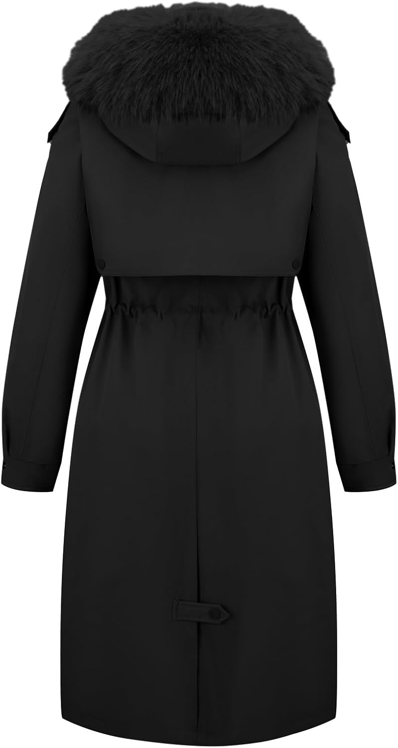 Bellivera Women's Plus Size Parka Jacket Long Winter Warm Hooded Zipper Coat - Image 2