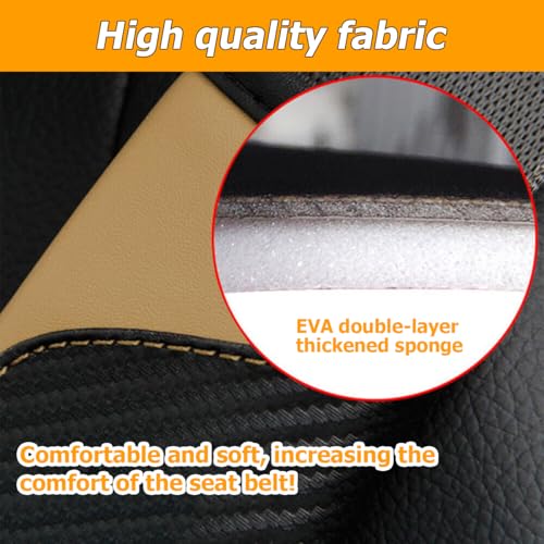 Image of Osilly 2PCS Car Seat Belt Cover, Carbon Fiber Seatbelt Shoulder Protection, Soft Car Seat Belt Strap Cushion Protect Your Neck and Shoulder, Car Accessories Seat Belt Pad for Car Truck (Beige)