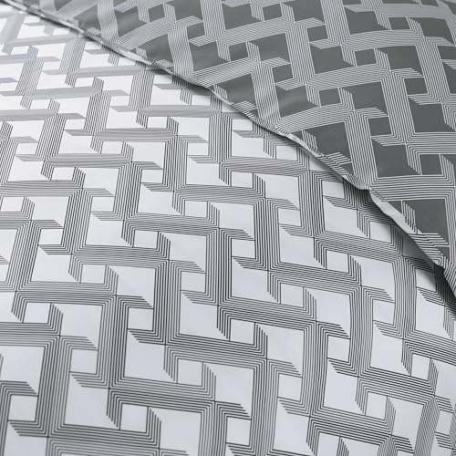 Majestic Giftware Madison Linen 8-Piece Full Size Duvet Bedding Set (BL107-F) | Diamond Braid Dark Gray 300 TC Cotton Sateen Durable & Washable | 2 Fitted Sheets, 2 Duvets, 4 Pillowcases