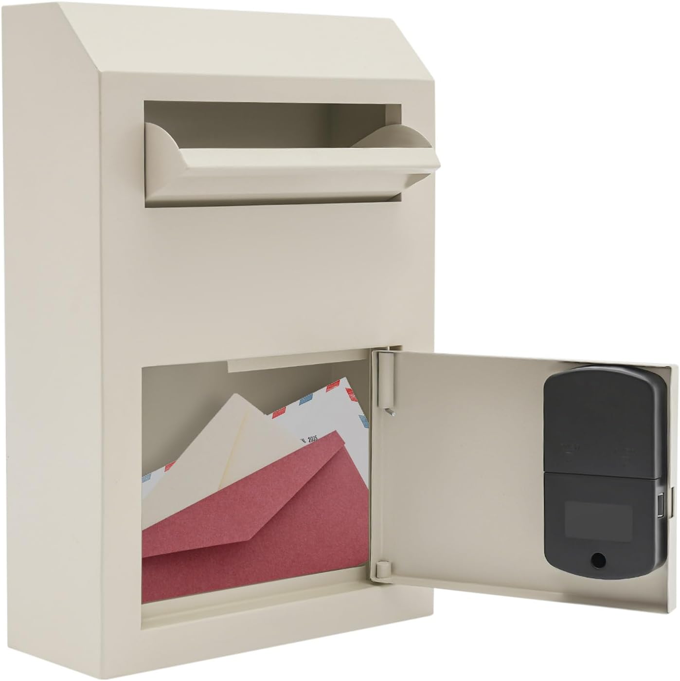Drop Box for Money and Mail, 10.51x4.25x15in Locking Wall Mount Mailbox, Front Drop Slot Lock Box with Password, Wall Mounted Lockable Anti-Theft for House, Porch