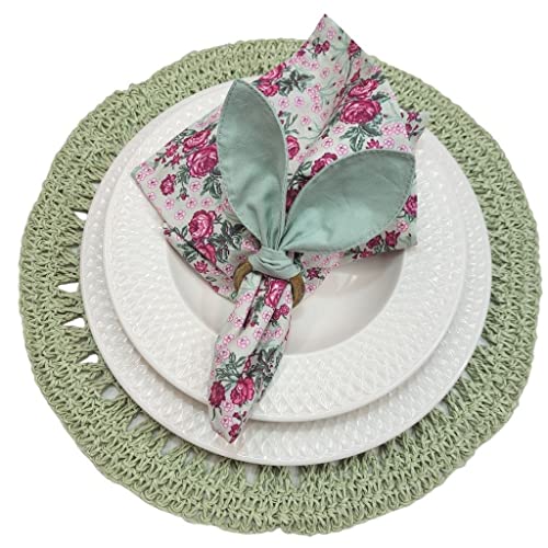 Kit 4 Porta Guardanapos Orelha Coelho da Páscoa Verde Água