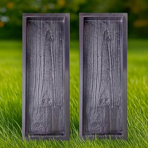 Concrete Molds and Forms, 2 Pack DIY Cement Molds Paving Mold Reusable Wooden Grain Concrete Mold, Concrete Countertop Forms for Patio, Lawn, Garden