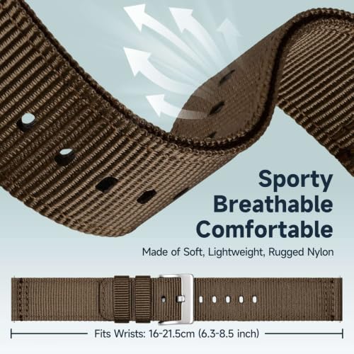 Image of WOCCI Nylon Watch Bands, Contrast Woven Design, Quick Release, Stainless Steel Buckle, Band Width 20mm 22mm 24mm 26mm