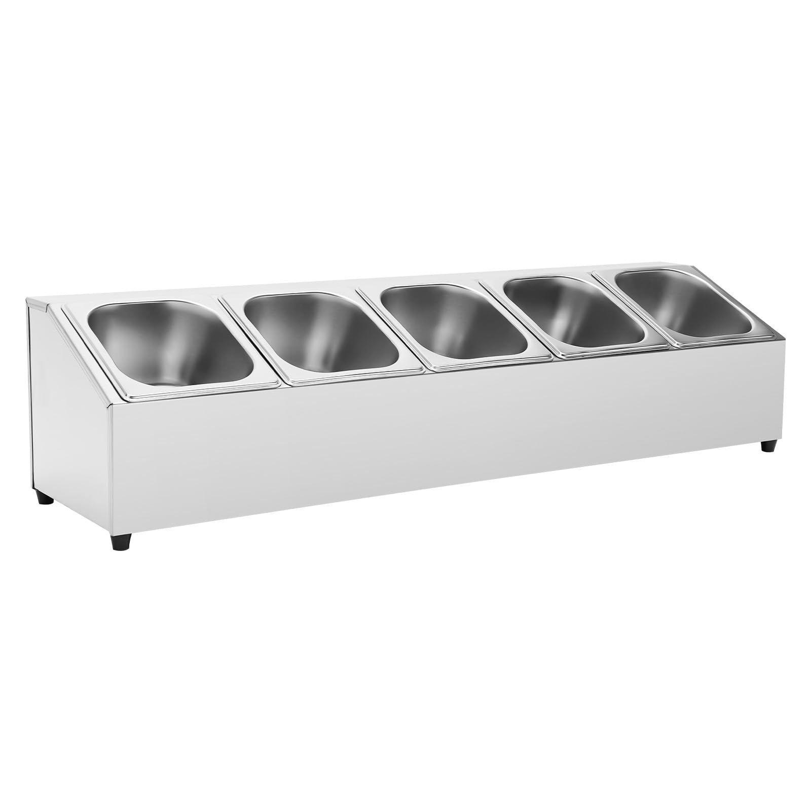 Contenitore per gastronorm, 5 contenitori per alimenti, in acciaio inox, con 5 coperchi per ristoranti