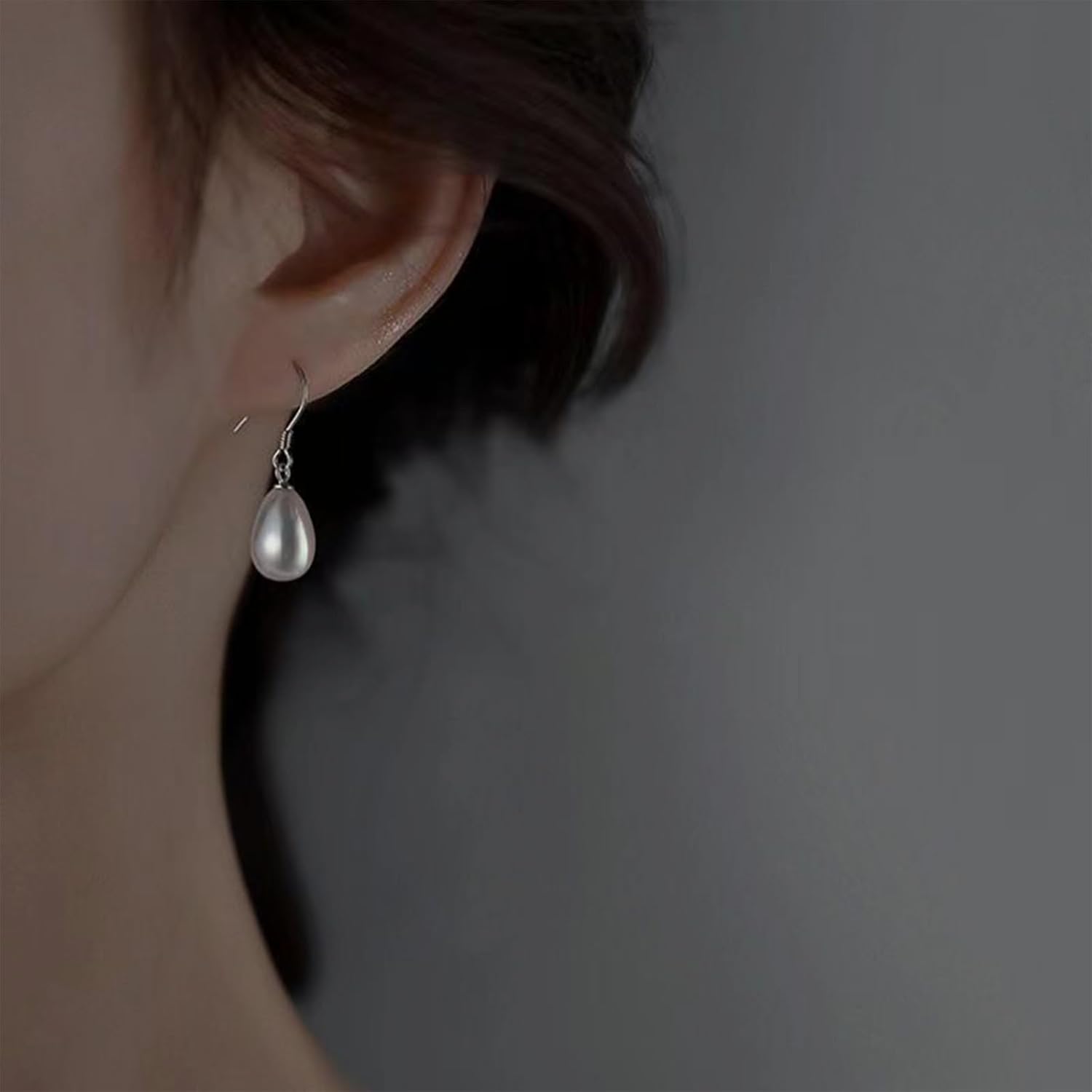 Boho Pearl Drop Earrings Teardrop Pearl Earrings Pearl Dangle Hook Earrings Silver Pearl Bead Earrings Wedding Pearl Earrings Jewelry for Women and Girls Gifts - Image 6