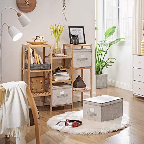 SONGMICS 3 st. set Opbergbox met deksel, stoffen vouwboxen met etikethouder, stoffen box, kubus, 40 x 30 x 25 cm… - Image 4