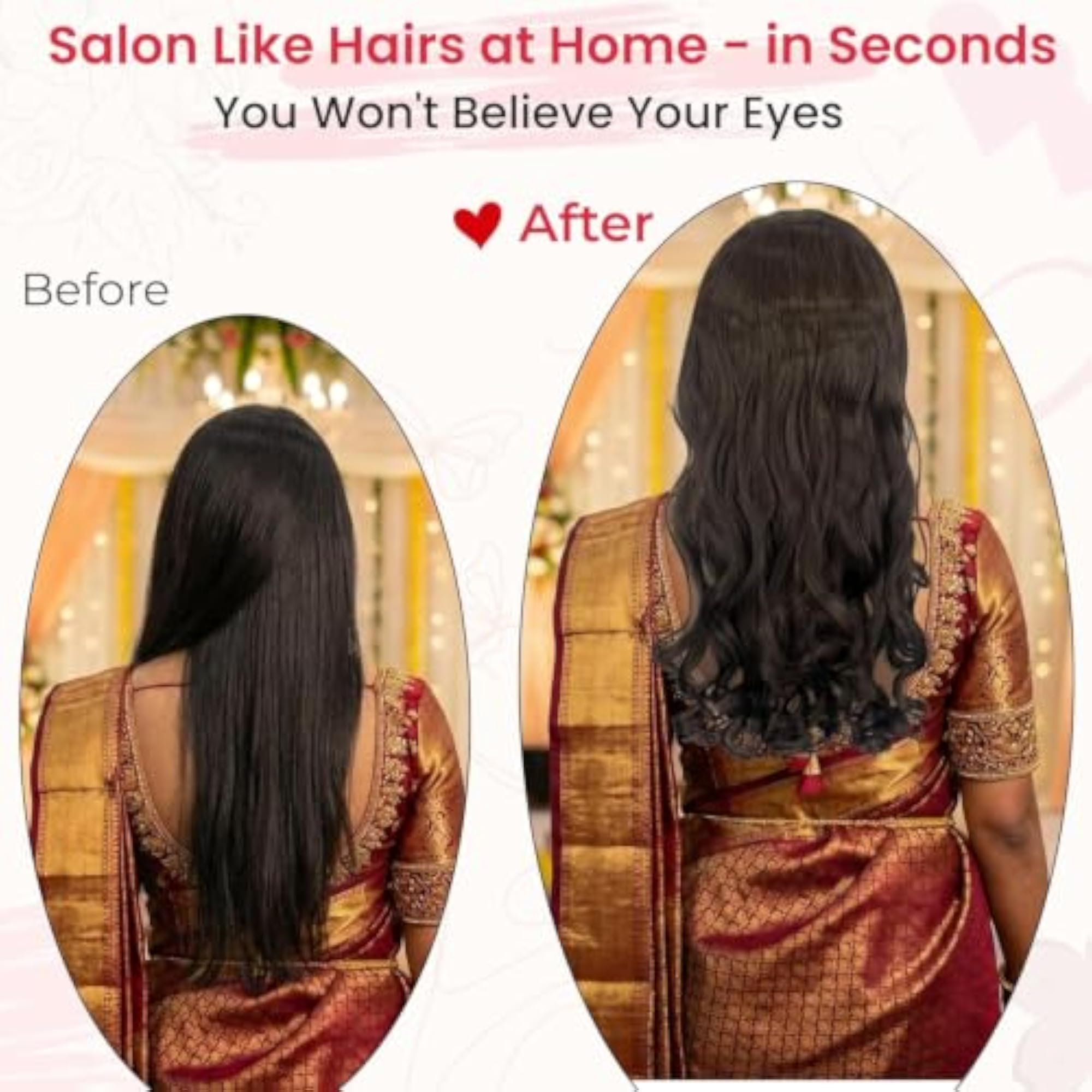 Wavy & Curly Hair Extensions for Women, Clip-On Curls
