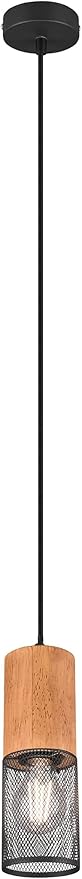 Trio Leuchten Trio Leuchten Hanglamp Tosh 304300132, metaal mat zwart, hout, excl. 1x E27