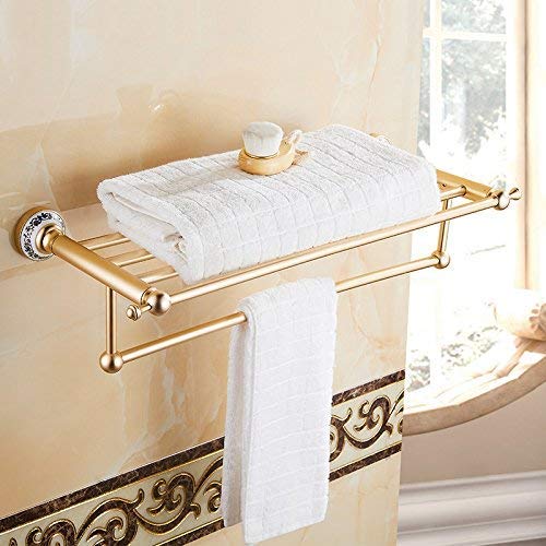 Porte-serviettes salle de bain avec tablette pour organiser vos produits de beauté au mur