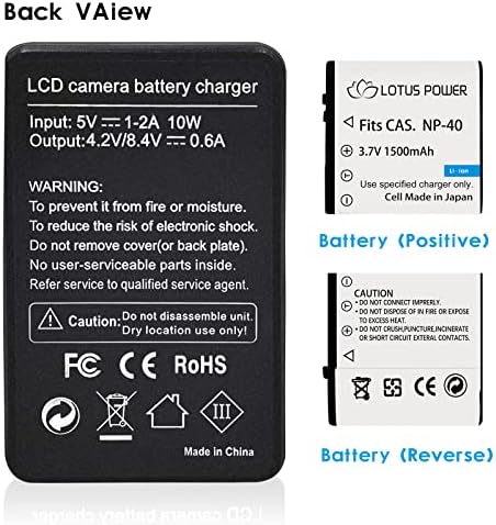 LOTUS POWER NP40 Batteries and Charger, LCD Intelligent NP 40 Charger & NP-40 Battery for Casio Exilim EX-Z750 EX-Z1000 / Kodak PIXPRO AZ521 / Pentax XG-1 Digital Cameras (1 Charger&2 Batteries)