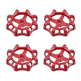 Oedema 4 Pcs Outdoor Faucet Handle Replacement Iron Faucets Round Wheel Handles Water Spigot Handles, 10x10mm, Red