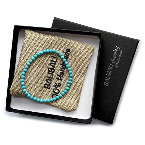 Balibali 4Mm Mini Gemstone Energy Bracelets Tiny Turquoise Howlite Bracelet Natural Stone Statement Bracelet Charm Beaded Couples Bracelets #TOP6