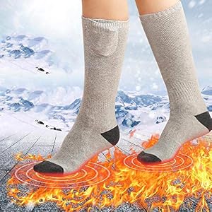Queta Heated Socks Unisex Heated Socks Electric Thermal Socks Rechargeable Heated Knee Socks for Men Women Winter Foot Warmer for Outdoor Ski Hiking Motorcycle Hunting Snowballs