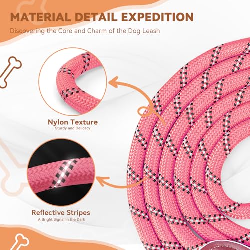 PETCOOZ Hundeleine 3 M Verstellbare Schleppleine für Mittel- & Großhunde(15-60kg), Reflektierende Freihandleine mit 2 Karabiner, Doppelleine aus Robustem Nylon, 200 kg Extreme Kraft