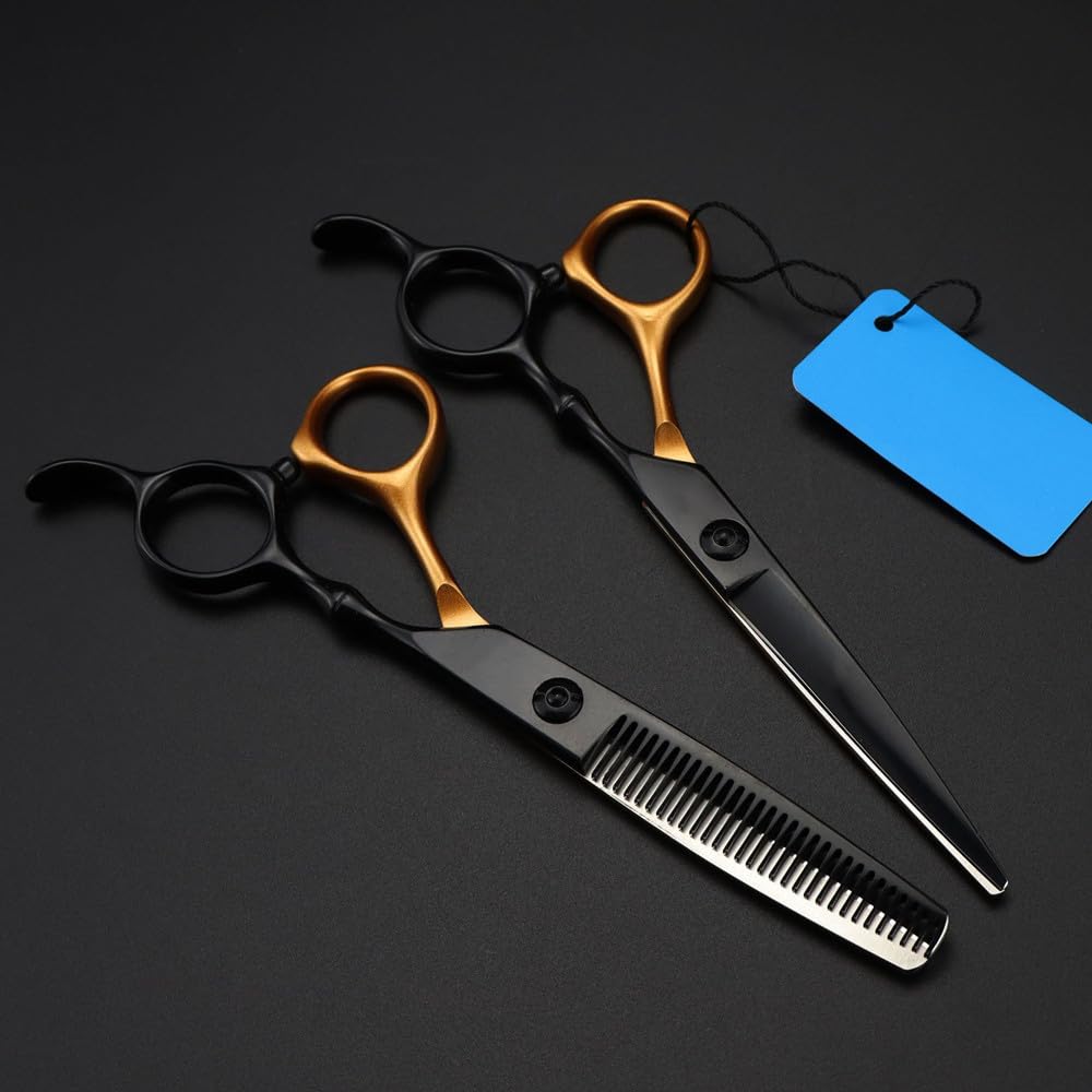 Forbici per tagliare i capelli, forbici professionali in acciaio 440c da 6 pollici, forbici per capelli, forbici per sfoltire i capelli, forbici da barbiere, forbici da parrucchiere (set B)