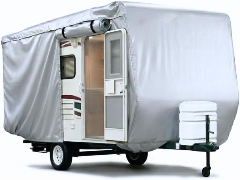 SavvyCraft ShieldAll Ultimate Travel Trailer Camper Cover, Heavy Duty RV Trailer Cover w/Access Panels fits 16 feet to 17 feet