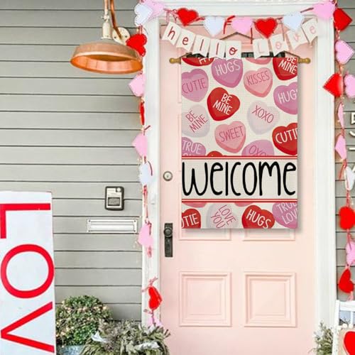 Drapeau de maison de Saint-Valentin extérieur double face cour