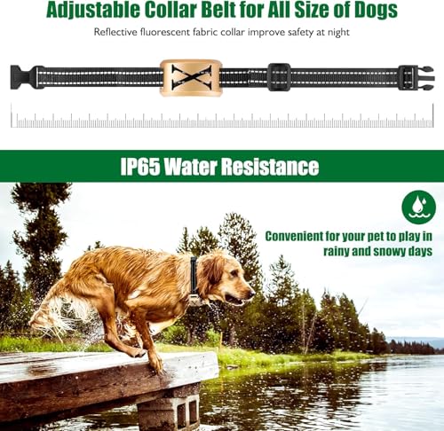 BHCEY Wireless Dog Fence,Electric Dog Fence Wireless System & Training Collar,2-in-1 Wireless Safe Dog Boundary,Adjustable Pet Containment Fence System,Rechargeable Collar for Dogs (Gold)