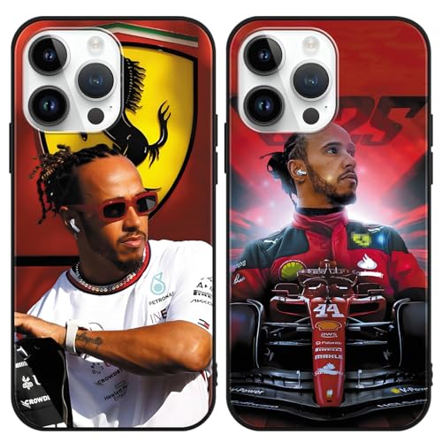 TBNMBGY 2 Pezzi Custodia per iPhone 13 iPhone 14 6.1', Morbido TPU Silicone Antiurto Case, F1 Formula 1 Star Cool Estetica Disegni Pattern Bumper Flessibile Protettiva Cover,auto