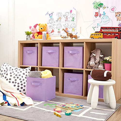 Ezoware Set Of 6 Foldable Fabric Basket Bin Collapsible Storage Cube For Nursery, Toys Organizer, Shelf Cabinet (Purple) #TOP5