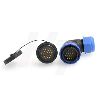HangTon HE29 26 Pin Waterproof Wire Connector Plastic Threaded Outdoor Industrial Electrical Power Circular Male Female Angled Cable Plug + Panel Socket 26 pin